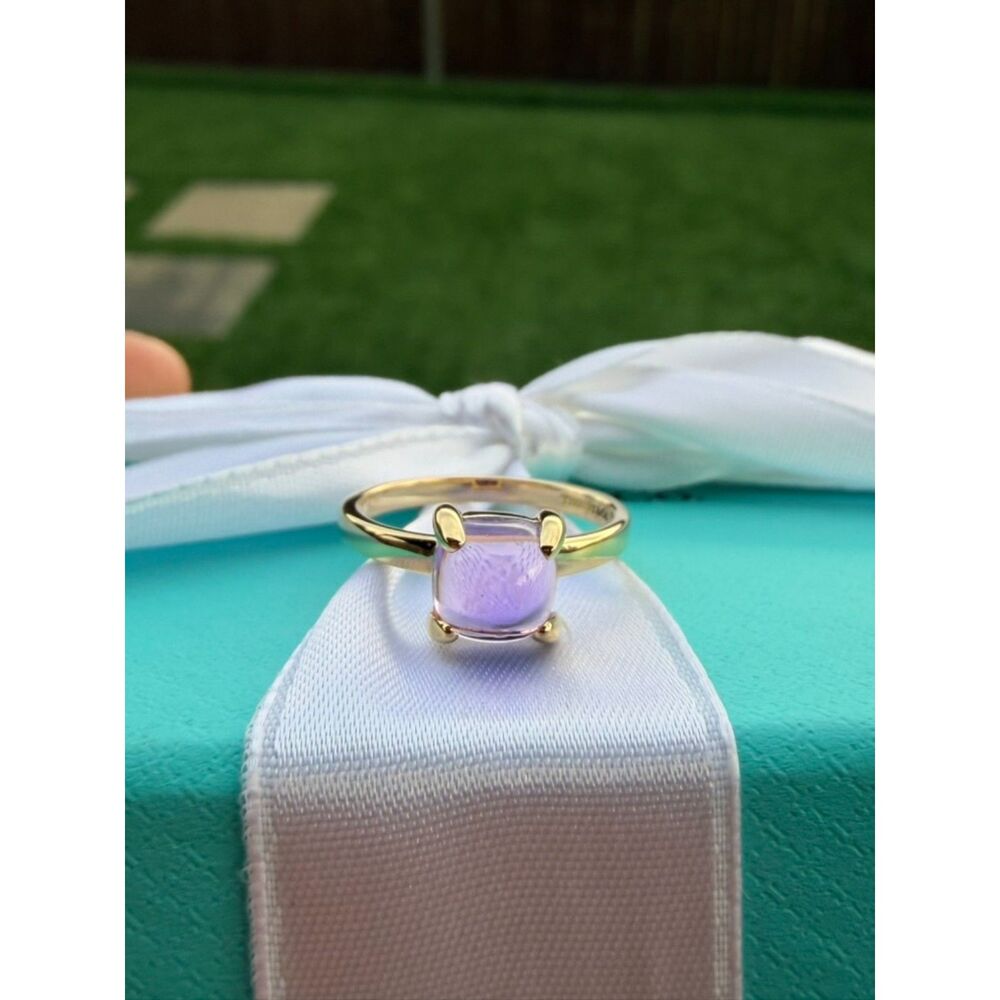 💜Tiffany & Co. 2ct Amethyst Sugar Stack Ring in 18k YG💜 6.5